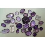 Collection of tested but uncertified Amethyst & similar amethyst type stones, Approx total weight 20