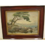 L RIVEL oil on board, "Rocky coastal landscape", signed, framed 24 x 33 cm