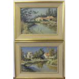 Mario Pinetti (French, born 1912) Pair of Country scene oils on canvas, both in matching frames Both