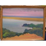 early Maurice Colasson (French 1911-1992) gouache coastal scene", studio stamped, wood frame 29 x 40