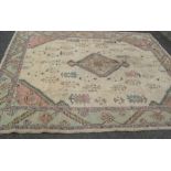 old paterned rug, early/mid 20C, 266 cm x 250 cm Needs a clean