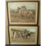 Good pair of large Wright-Barker, antique lithographic prints in original matching frames Both
