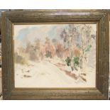 Large Jean-Baptiste GRANGER (France 1911-1974) impressionist oil "Snowy country landscape", framed