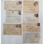GB Victoria - 7 stamps on covers, 1d to 6d surface print etc