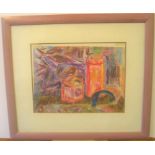 M Fedden pastel still-life with bottles, , bears signature, framed 31 x 40 cm Good, clean condition