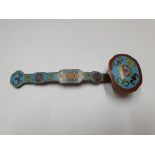 Chinese bronze and enamel incense burner, signed to underside 20 cm long