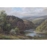 William Lakin TURNER (1867-1936) oil on canvas, "Extensive river landscape" signed, in original gilt