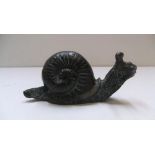 Antique, unmarked, Chinese, solid bronze, Snail, 13 cm long