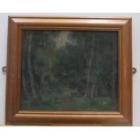 Franklin WHITE (1892-1975) oil on canvas, "Figure in wooded landscape", studio stamped & framed,