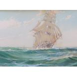 Wilfred KNOX (1884-1966) 1919 watercolour "Clipper at sea on a sunny day", signed and dated,