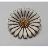 Georg Jensen silver & enamel daisy brooch Stamped "AM" for Anton Michelsen, who merged with Georg