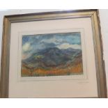 Deirdre Loxley ELLAM, pastel "Study of a hill", signed & framed 24 x 36 cm Fine and clean