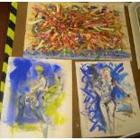 3 Hendrick Grise (USA 1917-1982) watercolours, 2 female studies & 1 abstract Ave approx size is 70 x