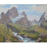 Charles Bernard 1954 oil on board, "French alpine river scene", signed, framed, 35 x 43 cm, Fine and