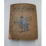 Early 20thC Post-card album with approx 300 postcards, with Humorous, Birthday and topographical