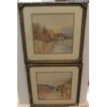 William CALLOW (1812-1908) Pair of 1853 watercolours "Extensive lake scenes", original frames Both