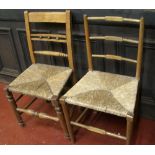 2 non matching Victorian oak & rattan chairs