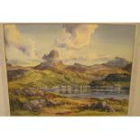 Sterling Gillespie (1908-1993) watercolour "Highland loch scene", signed, unframed 28 x 39 cm Good