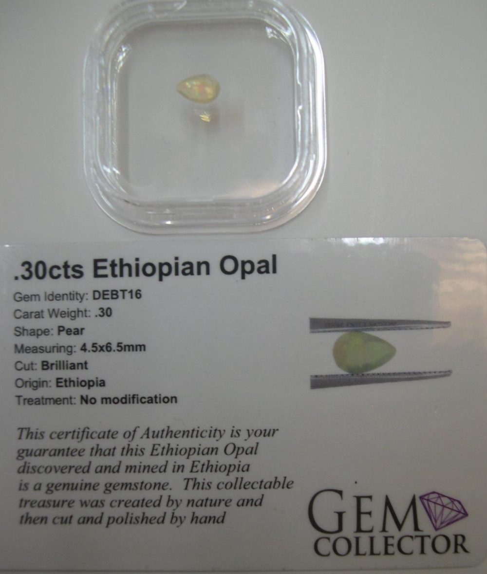 Certified Ethiopian Opal, pear cut, 0.30ct