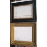 2 medium sized frames, 1 vintage, ebonised wood frame with glass & a modern frame, Internal