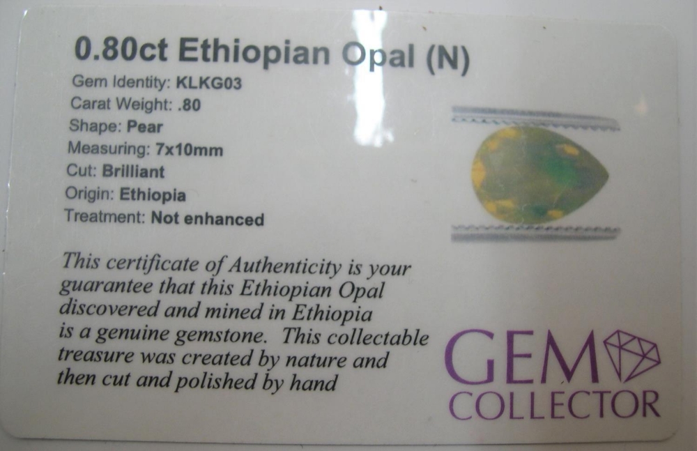 Certified Ethiopian opal, Pear cut, 0.8ct - Image 2 of 3