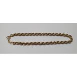 9ct yellow gold, rope bracelet, 18 cm in length