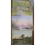 3 good Edwardian watercolours by 3 different artists, all unframed all measure approx 28 x 37 cm