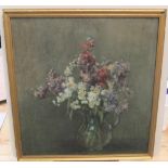 Early 20thC impressionist watercolour of a jug of flowers, indistinctly monogrammed & dated 1923