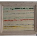 Indistinctly signed, modernist abstract strips oil, framed 39 x 49 cm