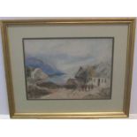 Late Victorian, naive school Scottish croft scene, unframed 25 x 34 cm Fine, clean condition with