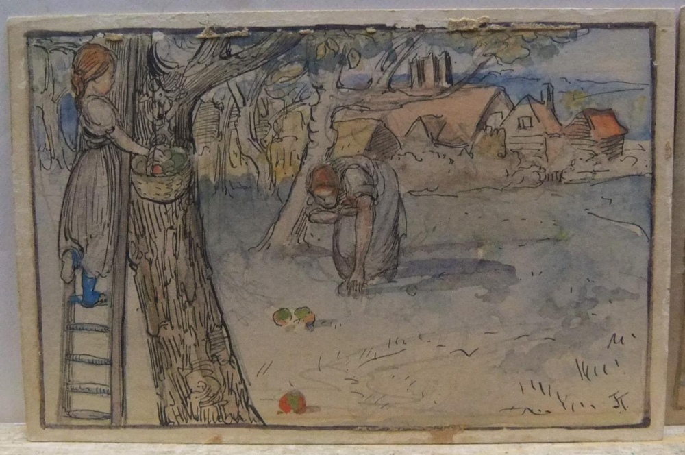 Pair of small, mid 20thC watercolours, manner of Jan Zoetelief Tromp (1872-1947), both bear - Image 3 of 3
