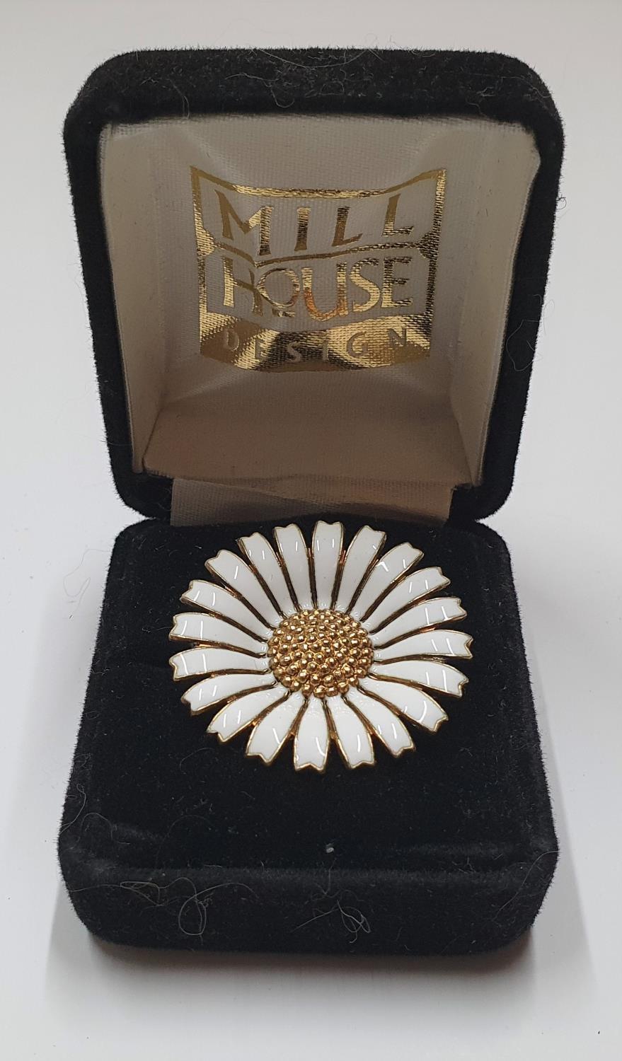 Georg Jensen silver & enamel daisy brooch Stamped "AM" for Anton Michelsen, who merged with Georg - Image 2 of 4