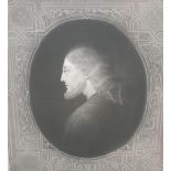 1843 print of Jesus in head profile in old oak frame, 22 x 18 cm