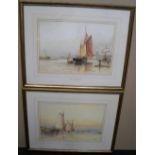Pair of Frederick James Aldridge (1850-1933) seascape watercolours, both framed and glazed. One is