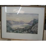 H Gills, early 20thC, Highland mountain lake scene, signed, framed and glazed 27 x 44 cm Fine