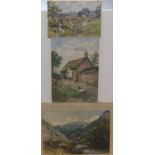 3 good quality early 20thC British watercolours by different artists, all unframed