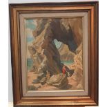 Attributed to John Laviers WHEATLEY (1892-1955) oil on board, "People on a rocky beach", framed 35 x