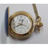 Ladies vintage Bernex of Switzerland enamelled pendant watch on 26" chain, the case in unmarked