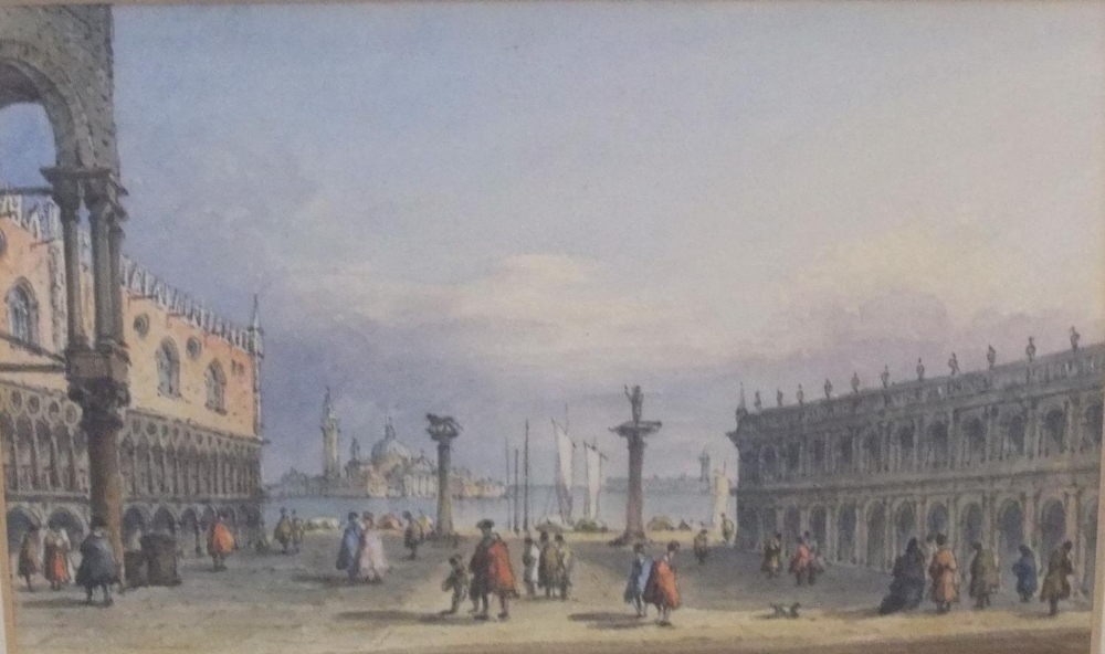 After Francesco GUARDI (1712-1793), unsigned pair of late Victorian watercolours depicting Venice - Image 3 of 3