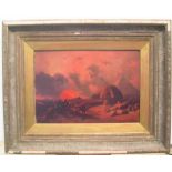 David Roberts print of "Approach of the Simoon" in old frame (a/f) The back with a modern faux label