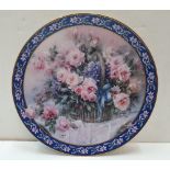 Limited edition, 1992 Lena Liu "Roses" plate, produced by W J George, fine China, with COA Good