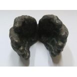 Unmarked, British modern school, solid bronze, circa 1960s, "Cupped hands", 10 x 14 cm, 5 kilos