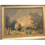 Barbara Gudrun SIBBONS (born 1925) oil on wood panel "Haymaking scene", framed 42 x 59 cm Fine and
