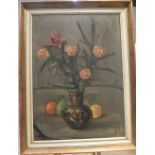 Large mid 20thC still-life oil on canvas, manner of George Leslie HUNTER (1877-1931), bears