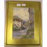 Percy Dixon (1862-1924) watercolour "Continental river scene", signed and in original mount and