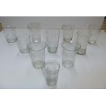 Collection of 10 Victorian acid etched tumblers etc