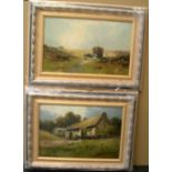 Pair of Henry Hadfield CUBLEY (1858-1934) oils, "Old Derbyshire cottage" & "Goathland, moorland