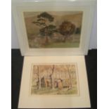 2 early 20thC watercolours, 1 signed Platt 1939, both mounted but unframed The average size being 30