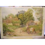 Myles Birket FOSTER (1825-1899) watercolour "bringing home the calf", signed in monogram,