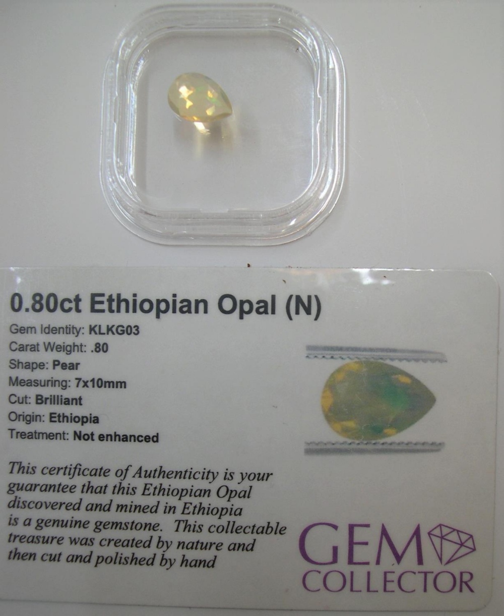 Certified Ethiopian opal, Pear cut, 0.8ct